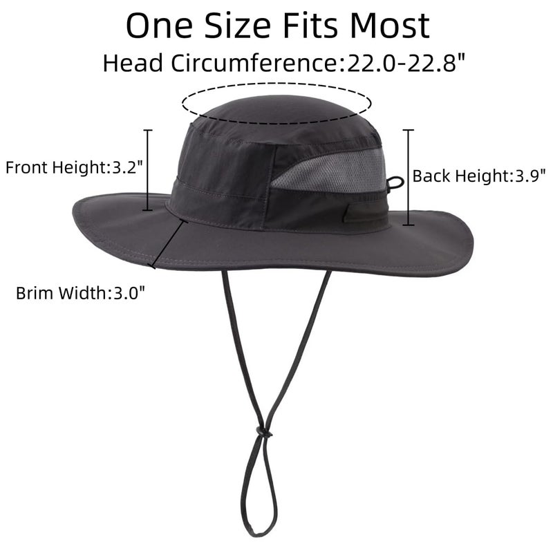 Connectyle Womens Summer Mesh Boonie Sun Hat Wide Brim UV Protection Fishing Hat (Deep Grey) - Image 3